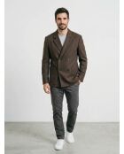 Veste croisee 4 boutons double fente brown