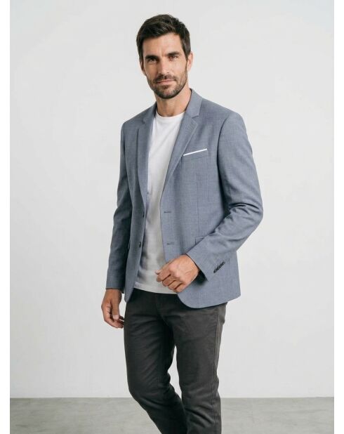 Blaue gerade Anzugjacke mit Doppelschlitz