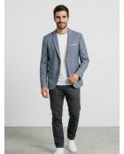 Blaue gerade Anzugjacke mit Doppelschlitz