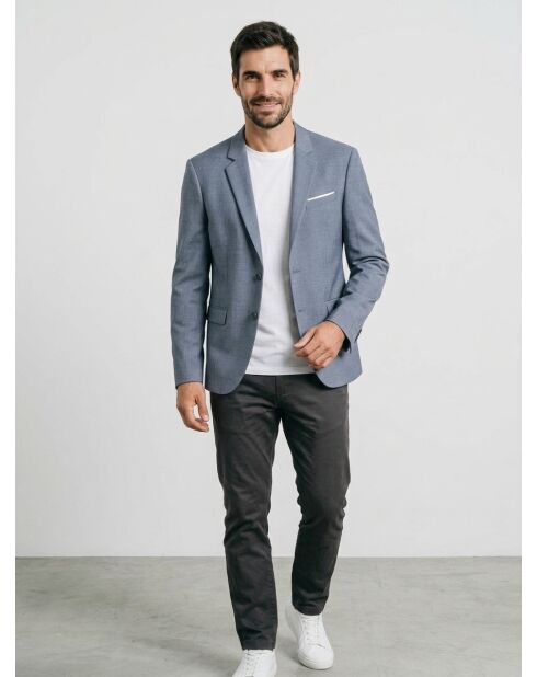 Blaue gerade Anzugjacke mit Doppelschlitz
