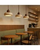 Lustre Rond beige noyer - 140 x15x4 cm