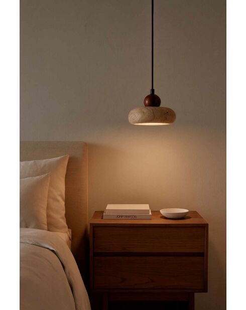 Lustre Rond beige noyer - 140 x15x4 cm