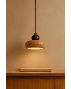Lustre Rond beige noyer - 140 x15x4 cm