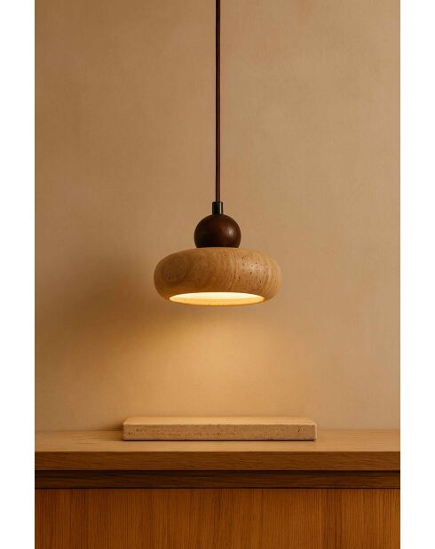Lustre Rond beige noyer - 140 x15x4 cm