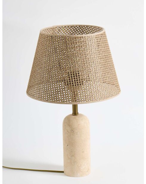 Lampe de table Hasır Sapkalı Traverten marron beige - 48x30x19 cm