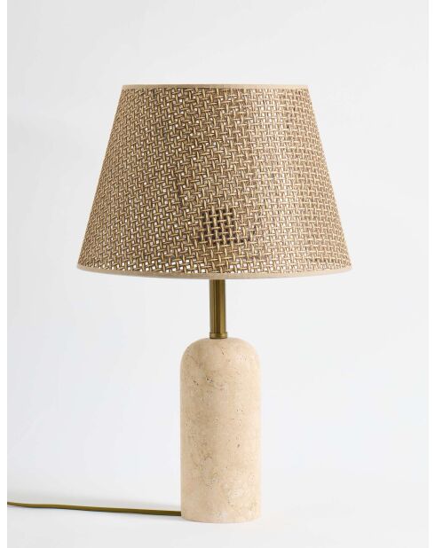 Lampe de table Hasır Sapkalı Traverten marron beige - 48x30x19 cm