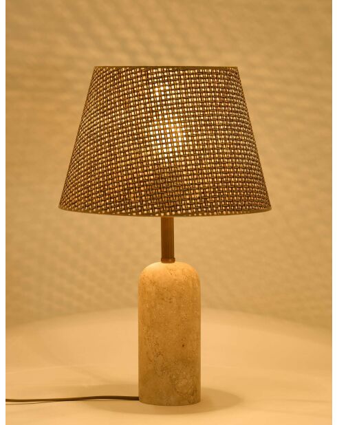 Lampe de table Hasır Sapkalı Traverten marron beige - 48x30x19 cm