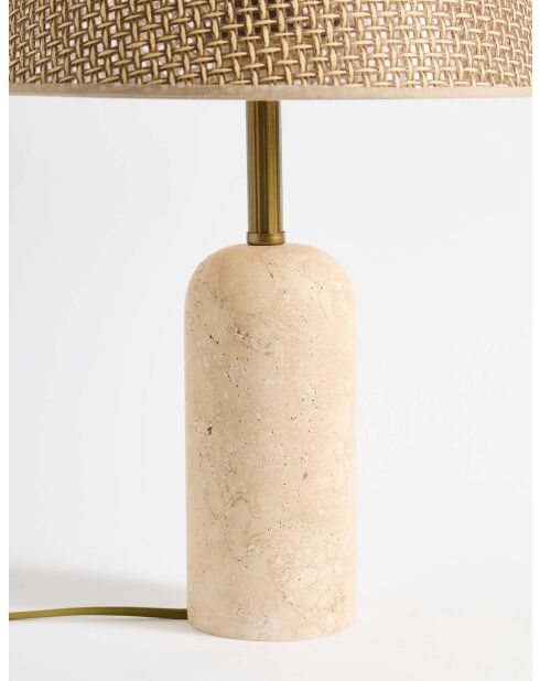 Lampe de table Hasır Sapkalı Traverten marron beige - 48x30x19 cm