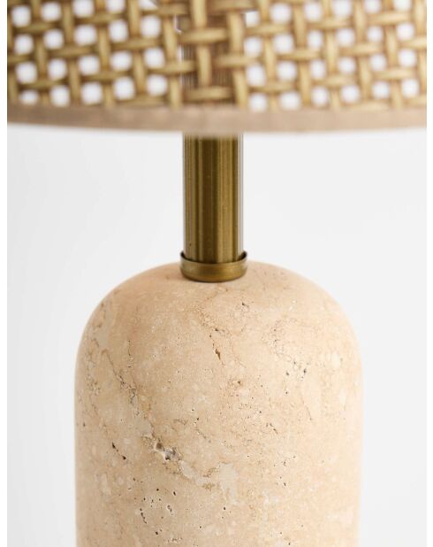 Lampe de table Hasır Sapkalı Traverten marron beige - 48x30x19 cm