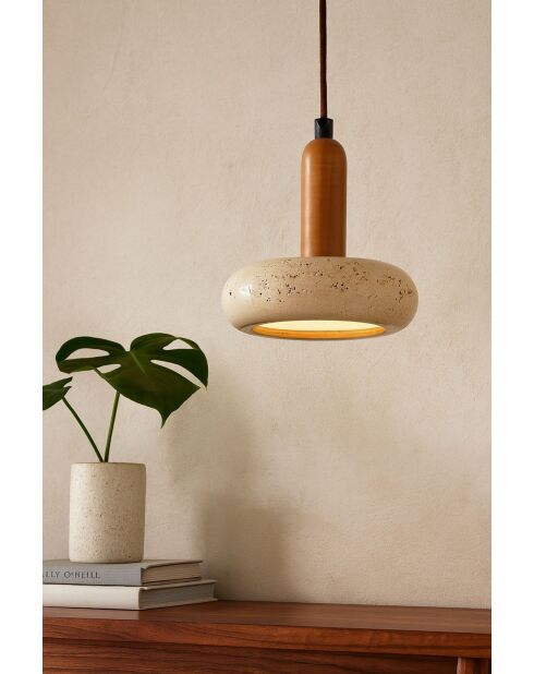 Lustre Chêne vermillon beige chêne - 152x22x16 cm