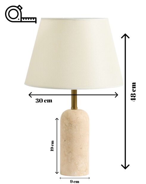 Lampe de table Travertin de Kumas Sapkalı crème beige - 48x30x19 cm