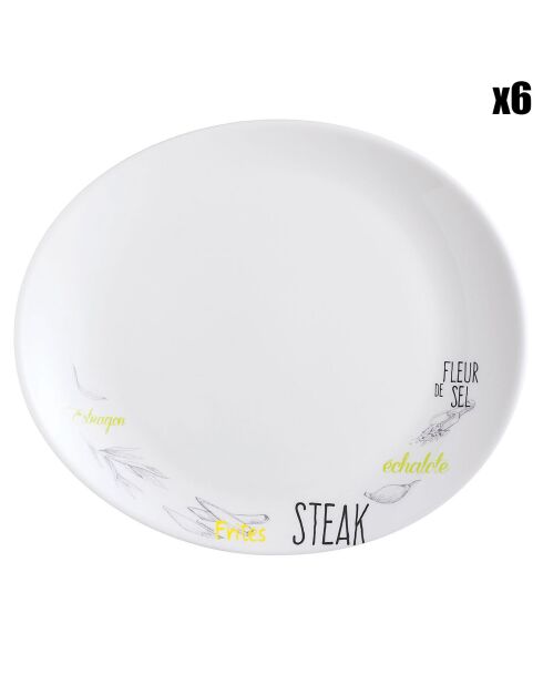 6 Assiettes à steak Friend's Time blanches - D.30 cm