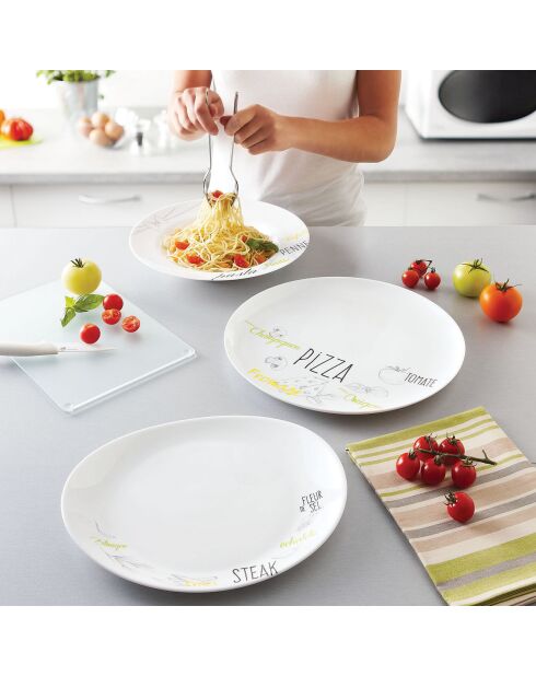 6 Assiettes à steak Friend's Time blanches - D.30 cm
