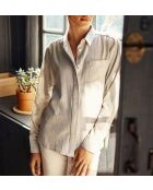 Camicia Carli in flanella di cotone grigia screziata