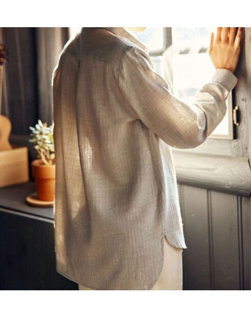 Chemisier Carli en flanelle de coton gris chiné