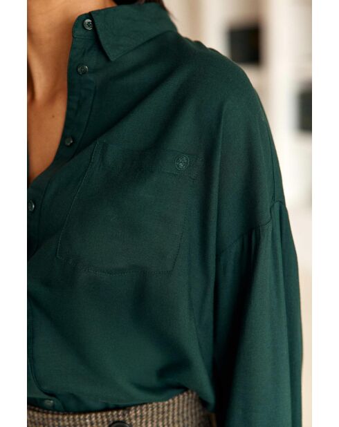 Chemisier fluide, coupe droite CHANICE vert foncé