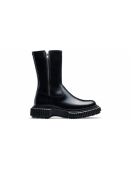 Bottes hautes en cuir à fermeture éclair noires