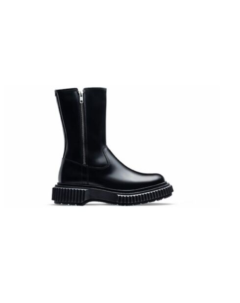 Bottes hautes en cuir à fermeture éclair noires