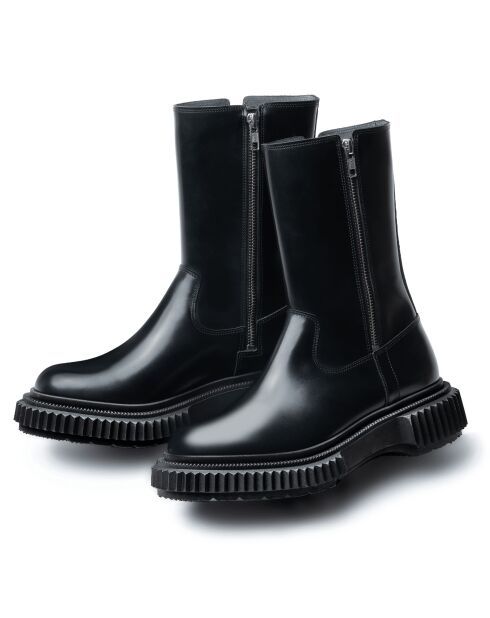 Bottes hautes en cuir à fermeture éclair noires