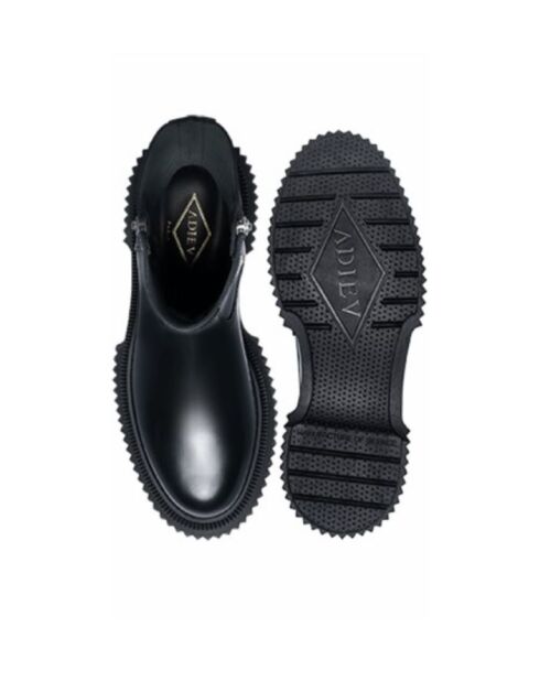 Bottes hautes en cuir à fermeture éclair noires