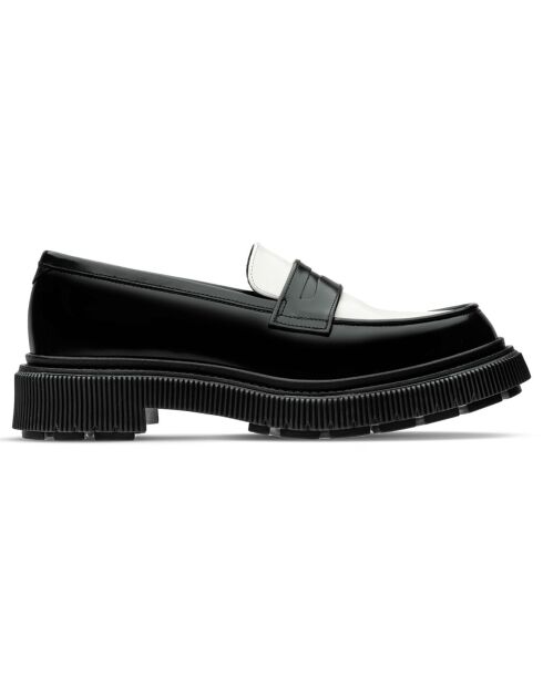 Mocassins en cuir de veau noir/ivoire