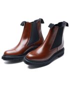 Bottes chelsea en cuir de veau marron/doré