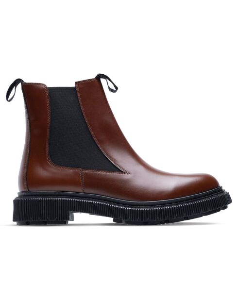 Bottes chelsea en cuir de veau marron/doré