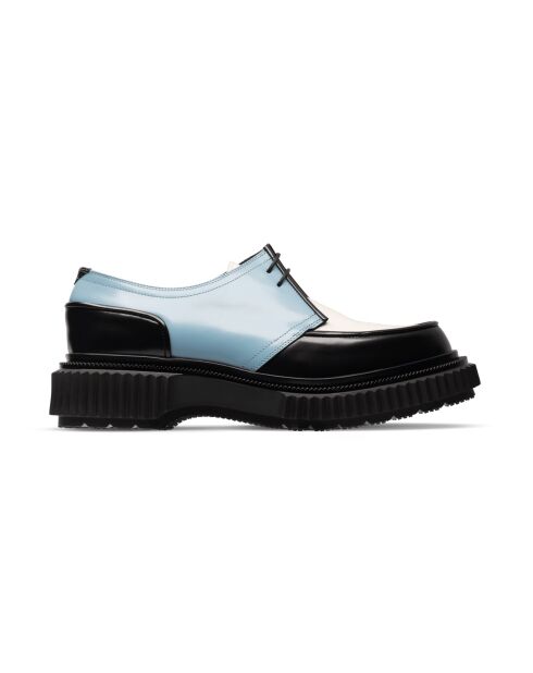 Derbies en cuir à lacets noir/bleu/ivoire