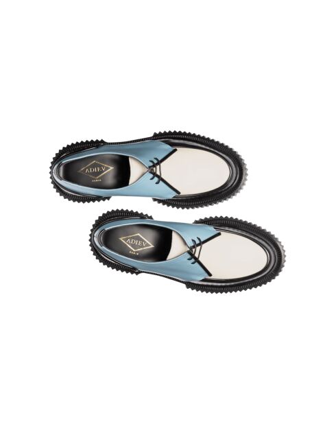 Derbies en cuir à lacets noir/bleu/ivoire