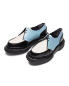 Derbies en cuir à lacets noir/bleu/ivoire