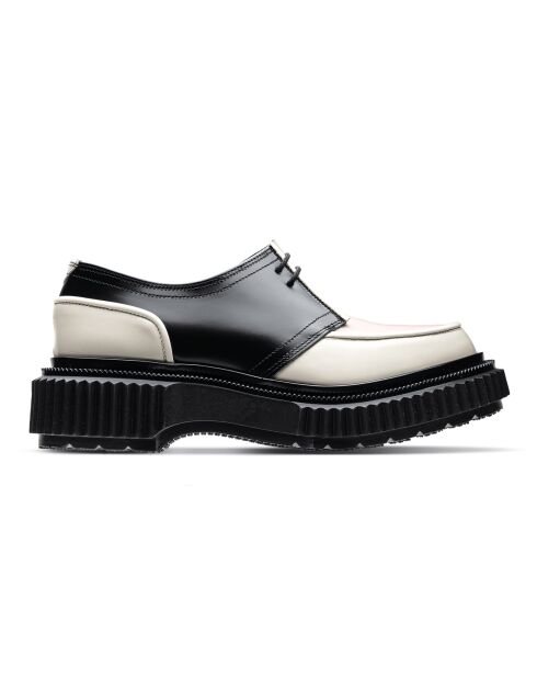 Derbies en cuir ivoire/noir/rose