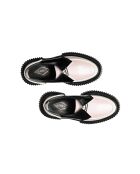Derbies en cuir ivoire/noir/rose