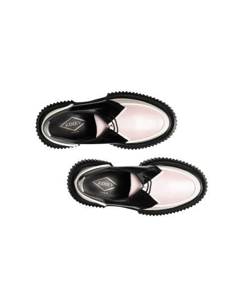 Derbies en cuir ivoire/noir/rose