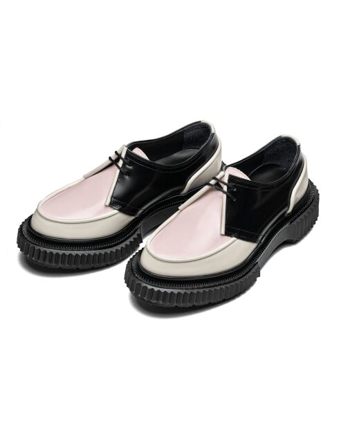 Derbies en cuir ivoire/noir/rose