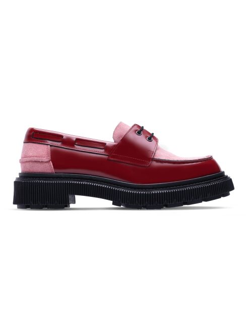 Bootsderbys aus rot/rosafarbenem Leder