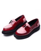 Bootsderbys aus rot/rosafarbenem Leder