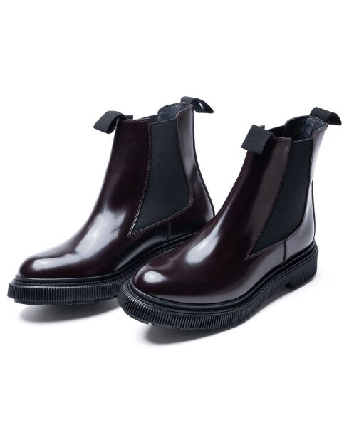 Bottes chelsea en cuir de veau bordeaux