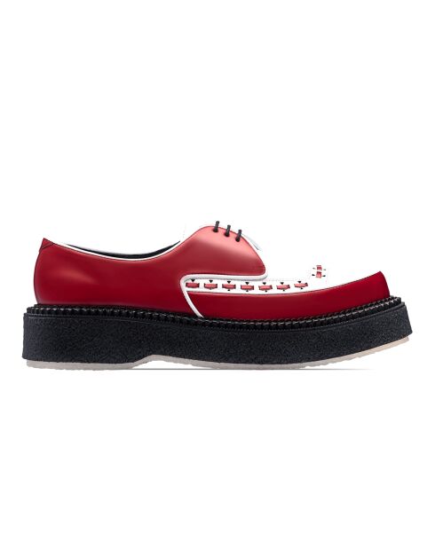 Creepers en cuir blanc/rouge