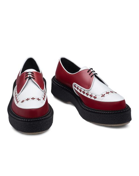 Creepers en cuir blanc/rouge