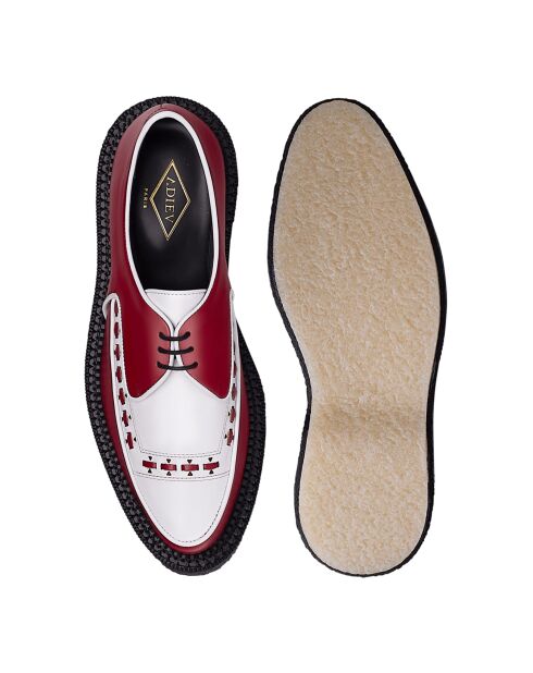 Creepers en cuir blanc/rouge