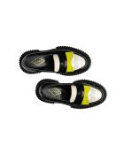 Mocasines de piel en negro, marfil y limón