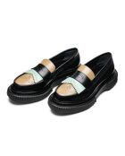 Mocasines de piel negra, capuchino y pistacho