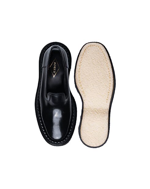 Chaussons en cuir de veau noirs
