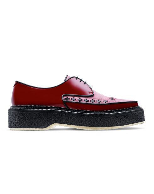 Creepers en cuir rouge/rose