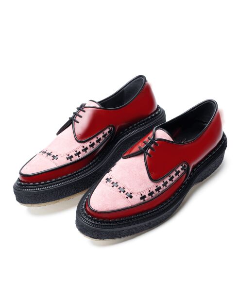 Creepers en cuir rouge/rose