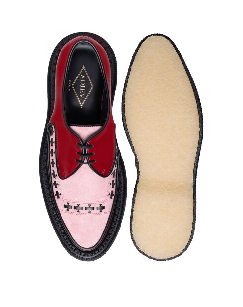 Creepers en cuir rouge/rose