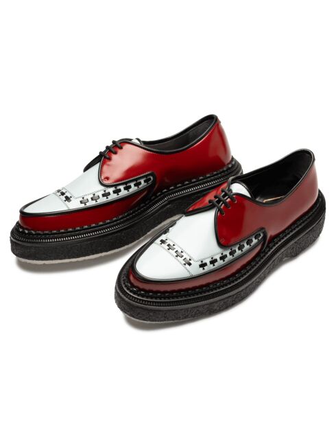 Creepers en cuir rouge/bleu/noir