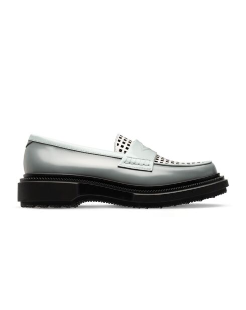 Mocassins en cuir blanc/bleu/gris