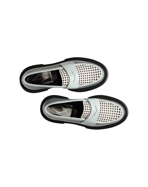 Mocassins en cuir blanc/bleu/gris