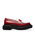 mocasines de piel rojo/rosa/blanco